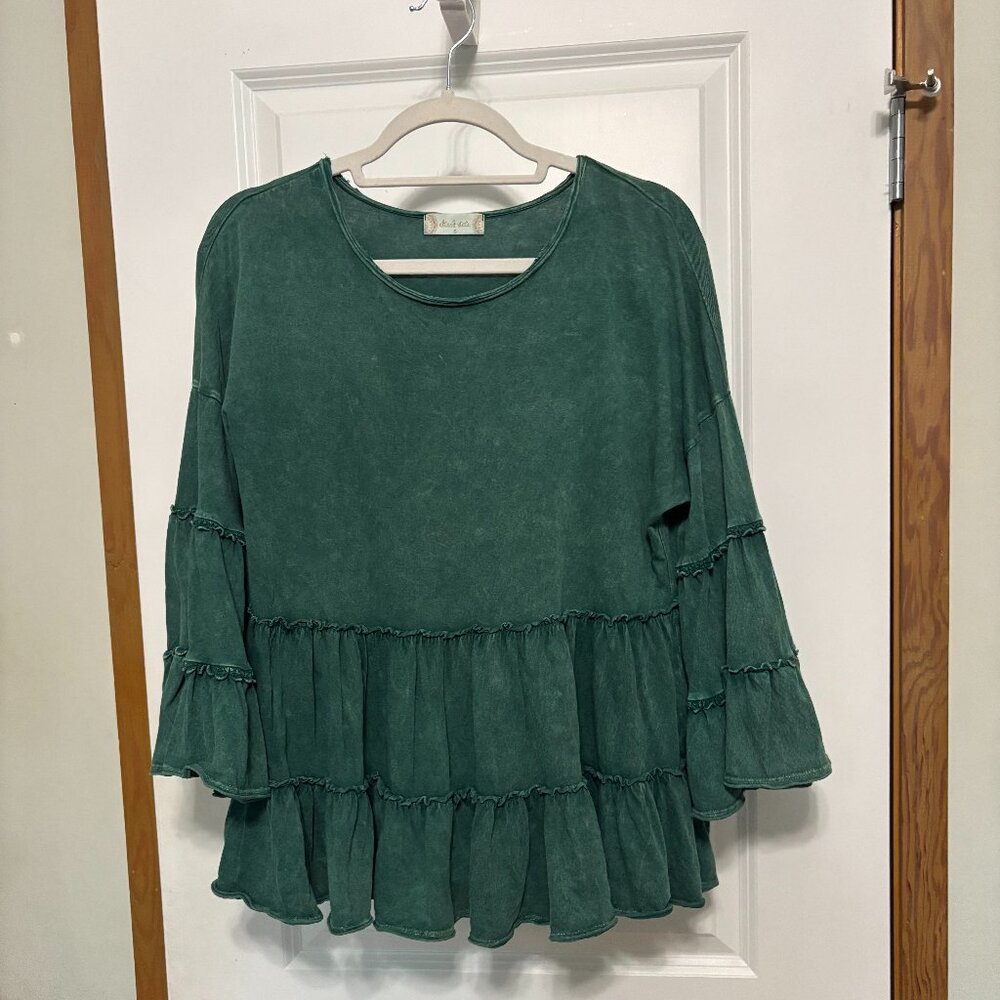 Altar'd State Green Long Sleeve with Ruffles